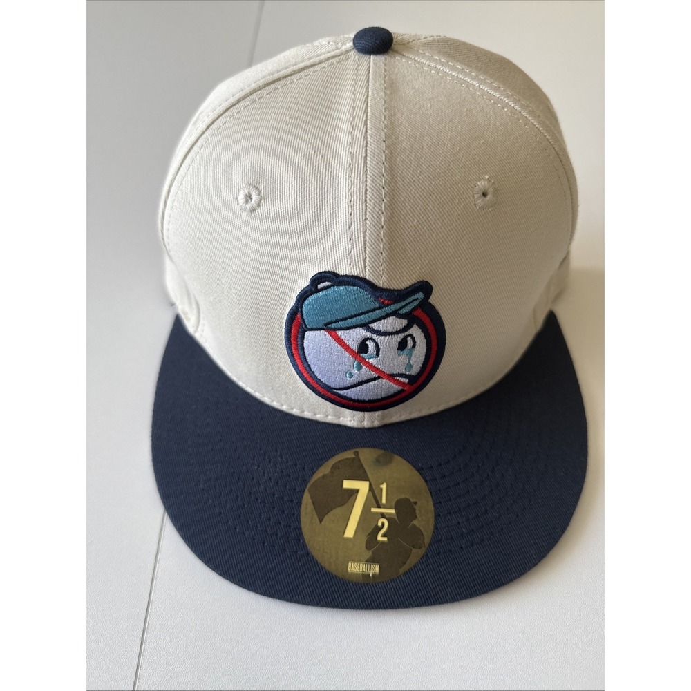 Baseballism No Crying Logo MLB Size 7 1/2 Baseball Cap White And Blue - Picture 3 of 7
